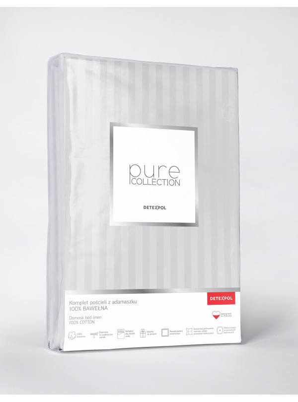 POŚCIEL 140x200 SREBRNA Z ADAMASZKU HOTELOWA PREMIUM