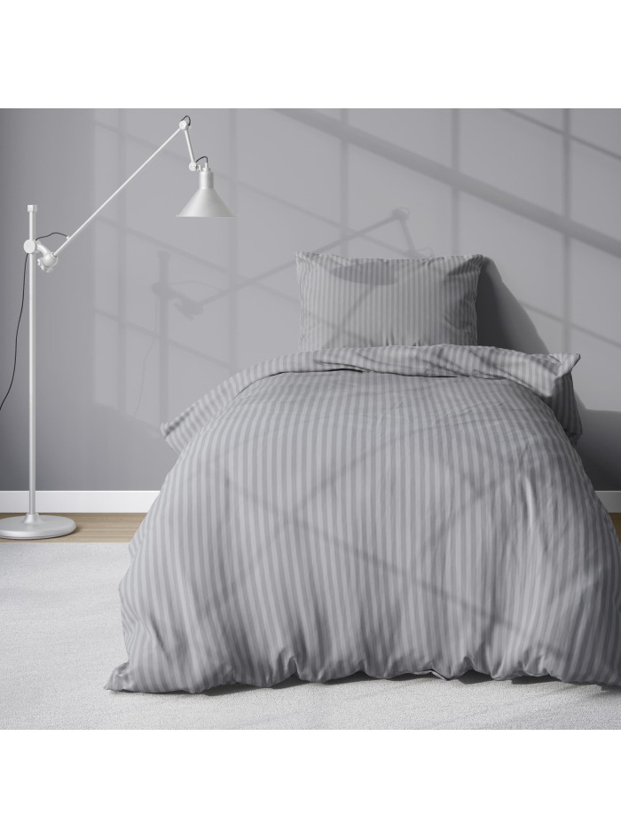 KOMPLET POŚCIELI 140x200 ADAMASZEK SZARA HOTELOWA PREMIUM