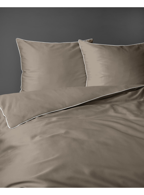 KOMPLET POŚCIELI PURE 160x200 MAKOSATYNA TAUPE BRĄZOWA