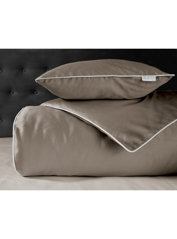 KOMPLET POŚCIELI PURE 200x220 MAKOSATYNA TAUPE BRĄZOWA