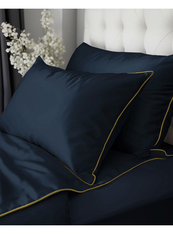 KOMPLET POŚCIELI PURE 200x220 MAKOSATYNA GRANATOWA