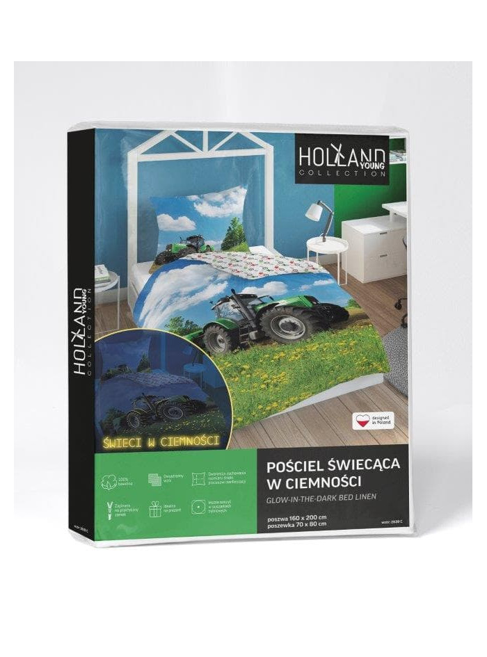 POŚCIEL 160x200 ŚWIECĄCA W CIEMNOŚCI TRAKTOR 2639_C