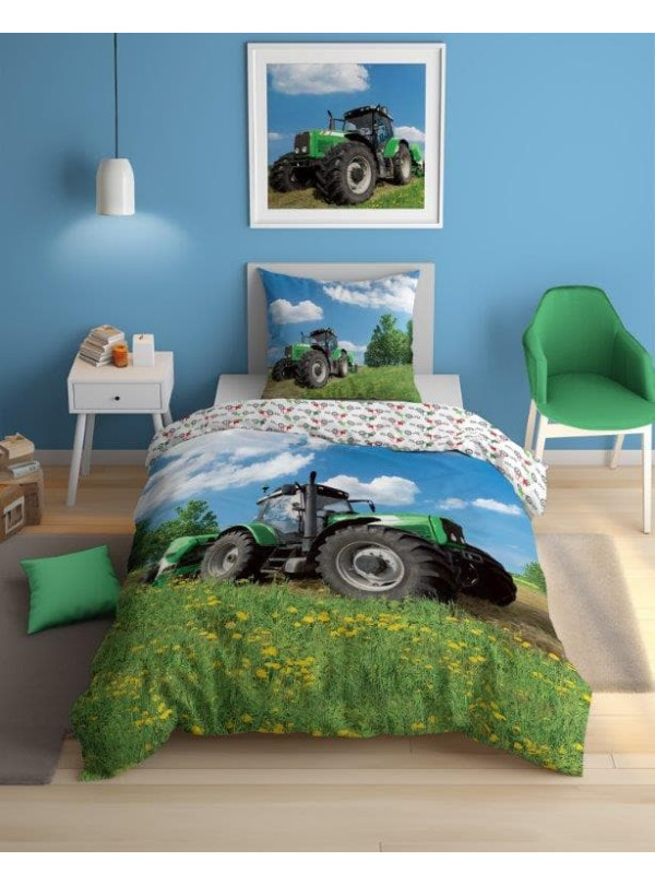 POŚCIEL 160x200 ŚWIECĄCA W CIEMNOŚCI TRAKTOR 2639_C