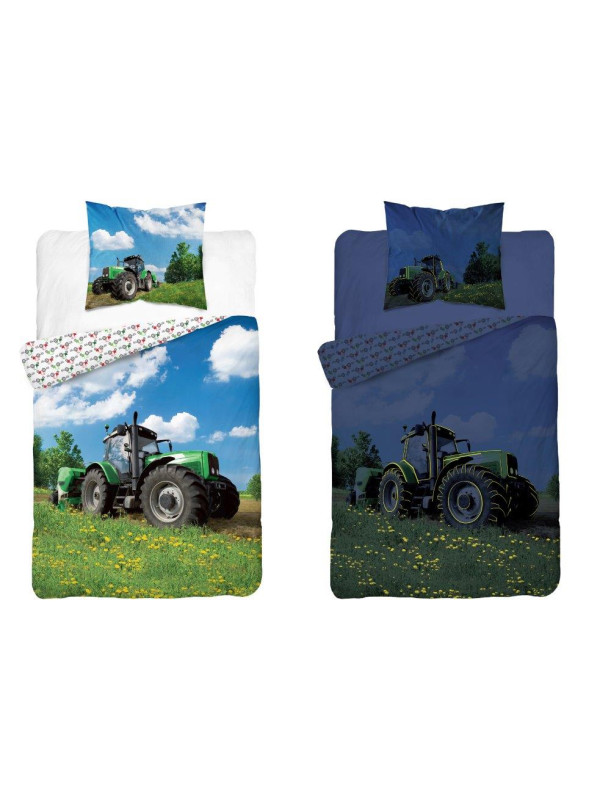 POŚCIEL 160x200 ŚWIECĄCA W CIEMNOŚCI TRAKTOR 2639_C