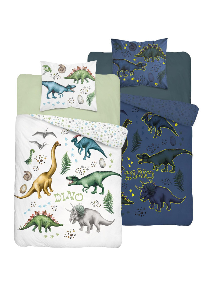 POŚCIEL 140x200 ŚWIECĄCA W CIEMNOŚCI DINOZAURY TYRANOZAUR TRICERATOPS