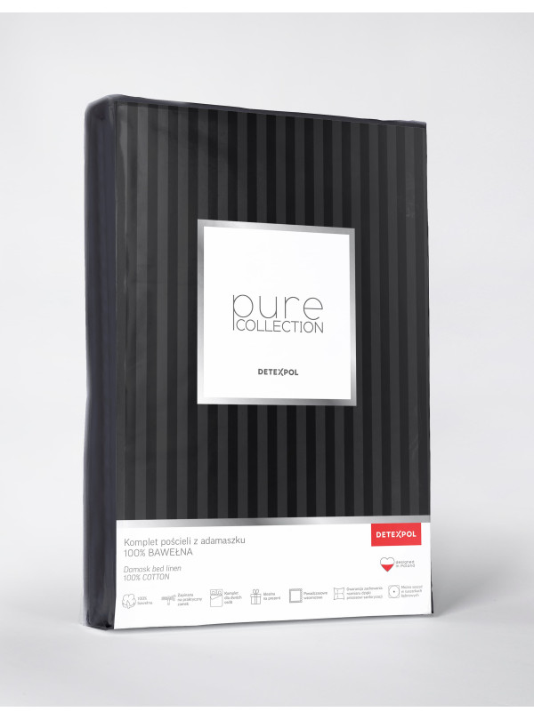 KOMPLET POŚCIELI POŚCIEL 200x220 ADAMASZEK CZARNA HOTELOWA PREMIUM