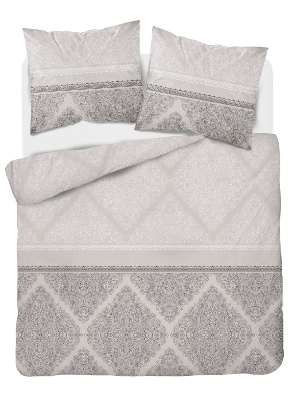 POŚCIEL FLANELOWA 200x220 BEŻOWA GEOMETRYCZNA