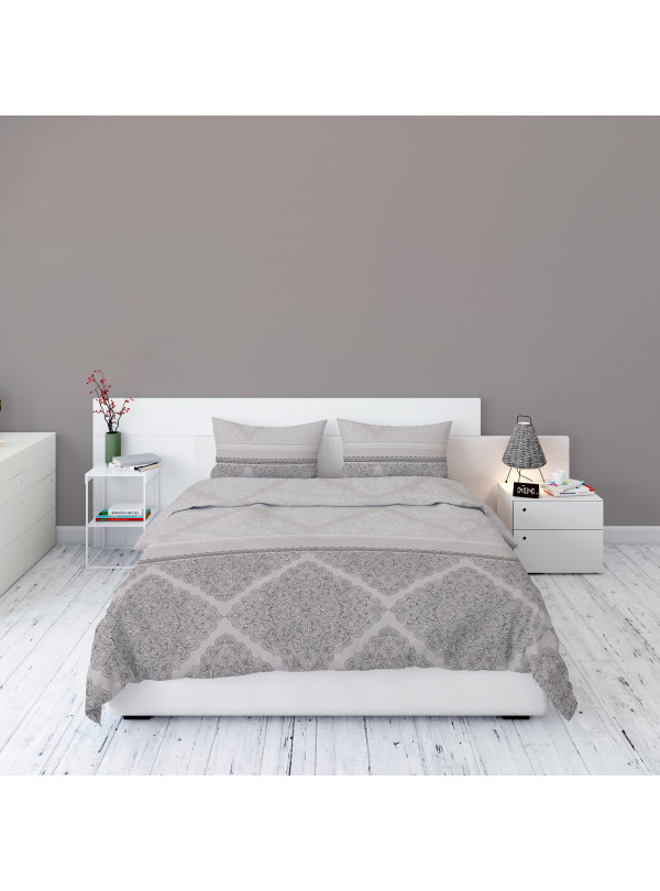 POŚCIEL FLANELOWA 200x220 BEŻOWA GEOMETRYCZNA