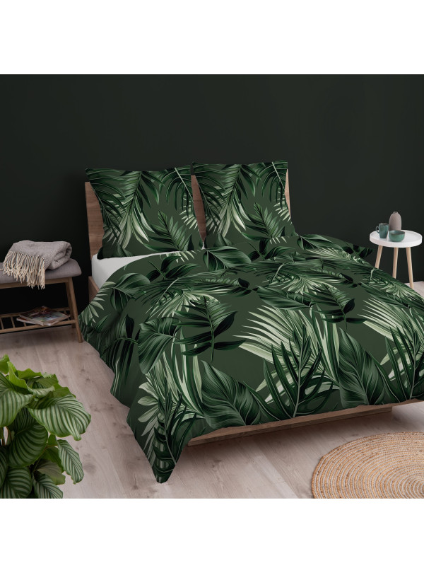 POŚCIEL BAWEŁNIANA 180x200 ZIELONA LIŚCIE