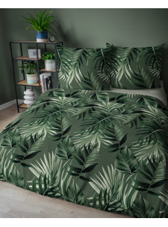 POŚCIEL BAWEŁNIANA 180x200 ZIELONA LIŚCIE 2