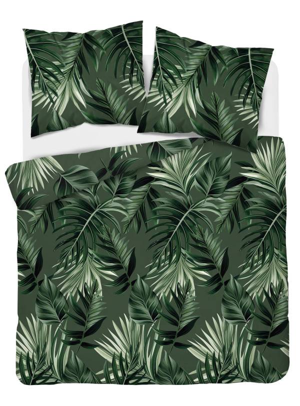 POŚCIEL BAWEŁNIANA 180x200 ZIELONA LIŚCIE