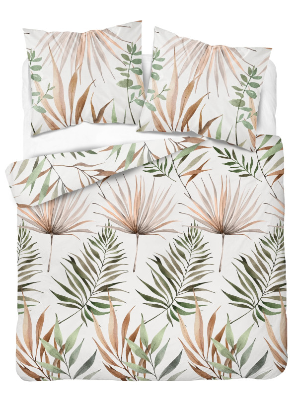 POŚCIEL BAWEŁNIANA 180x200 BIAŁA LIŚCIE