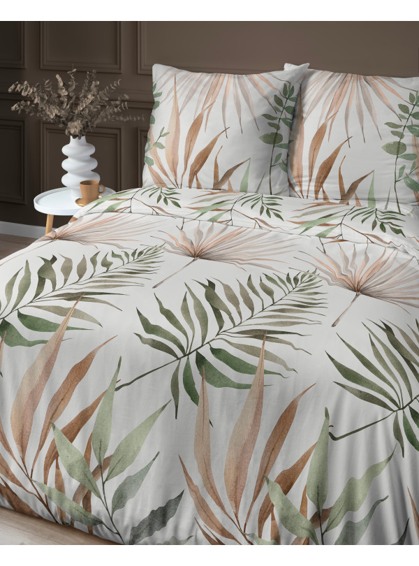 POŚCIEL BAWEŁNIANA 180x200 BIAŁA LIŚCIE