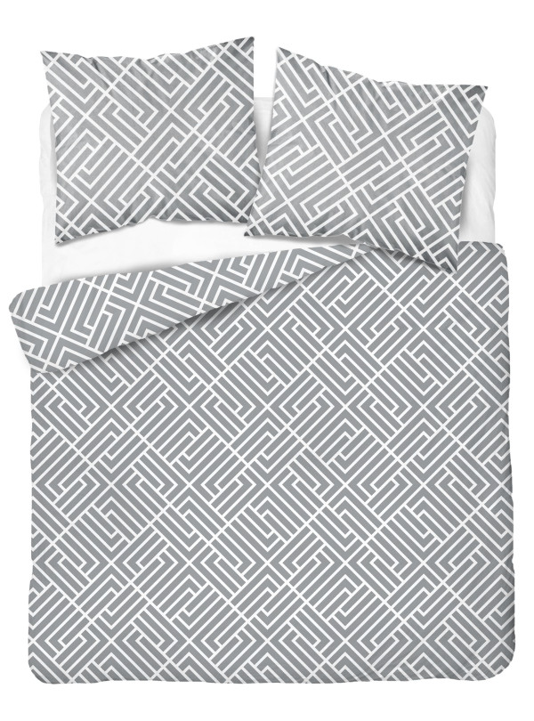 POŚCIEL BAWEŁNIANA 160x200 SZARA GEOMETRYCZNA