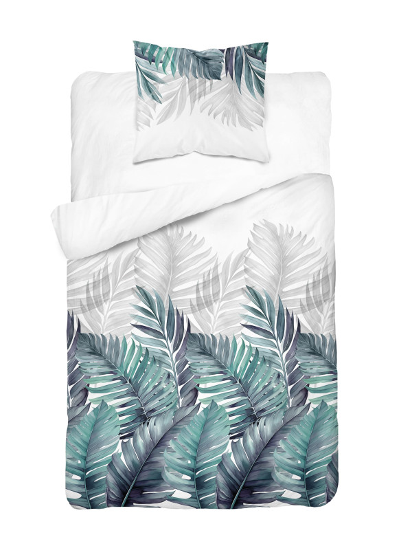 POŚCIEL BAWEŁNIANA 140x200 BIAŁA W LIŚCIE