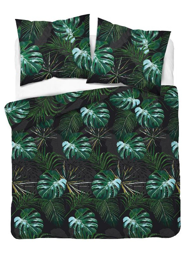POŚCIEL SATYNA BAWEŁNIANA 200x220 LIŚCIE MONSTERA 4680_A