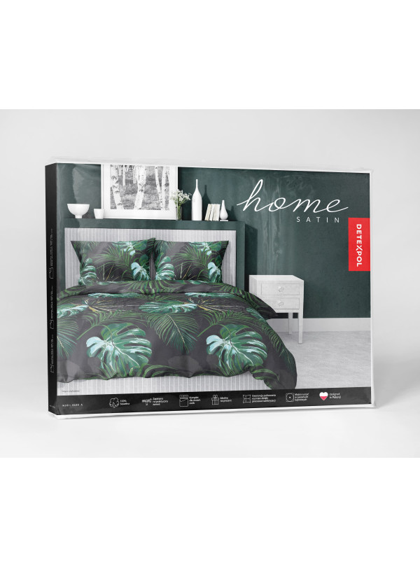 POŚCIEL SATYNA BAWEŁNIANA 200x220 LIŚCIE MONSTERA 4680_A