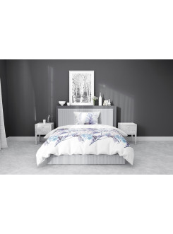 POŚCIEL BAWEŁNIANA 140x200 BIAŁA W KWIATY PASTELOWA 2