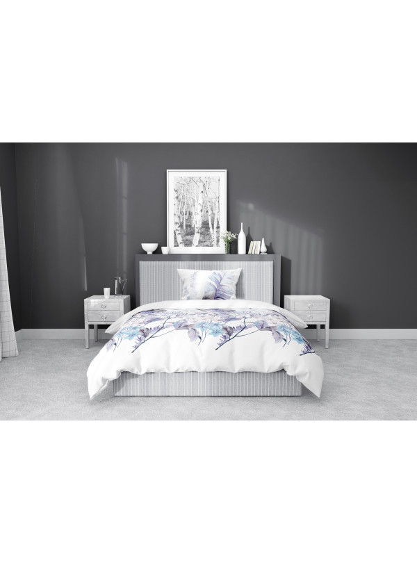 POŚCIEL BAWEŁNIANA 140x200 BIAŁA W KWIATY PASTELOWA