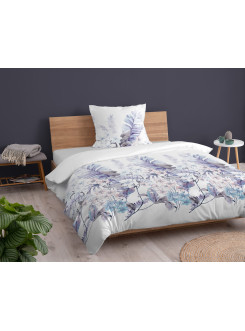 POŚCIEL BAWEŁNIANA 140x200 BIAŁA W KWIATY PASTELOWA