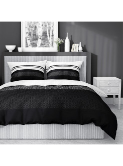 POŚCIEL SATYNA BAWEŁNIANA 160x200 CZARNO BIAŁA 4917_A