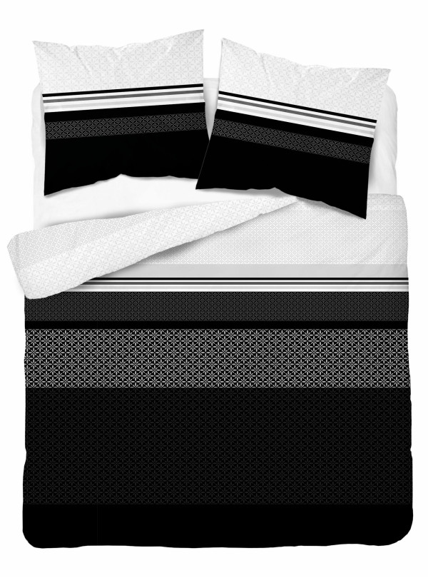 POŚCIEL SATYNA BAWEŁNIANA 160x200 CZARNO BIAŁA 4917_A