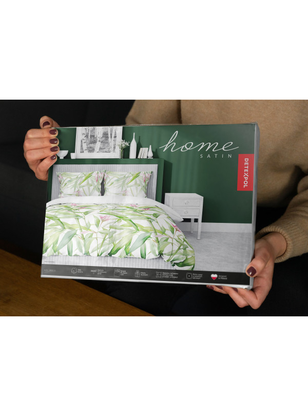 POŚCIEL SATYNA BAWEŁNIANA 200x220 LIŚCIE RÓŻOWE KWIATY 4922_A