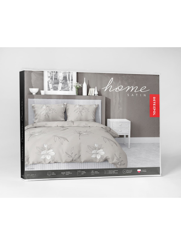 POŚCIEL SATYNA BAWEŁNIANA 160x200 BEŻOWA W KWIATY 4916_A