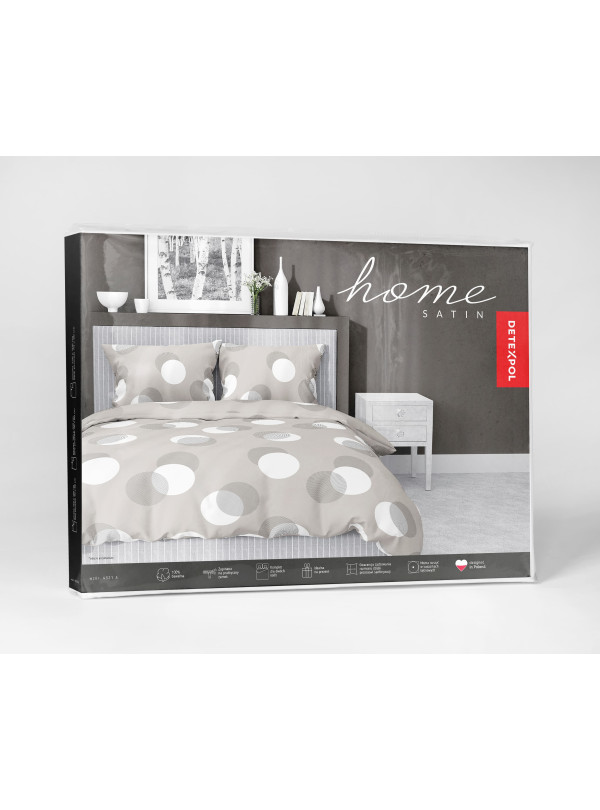 POŚCIEL SATYNA BAWEŁNIANA 200x220 BEŻOWA W KROPKI 4921_A