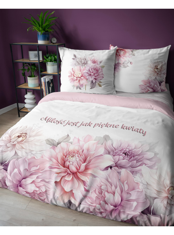 POŚCIEL 200x220 MIŁOŚĆ JEST JAK PIĘKNE KWIATY
