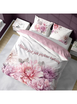 POŚCIEL 200x220 MIŁOŚĆ JEST JAK PIĘKNE KWIATY