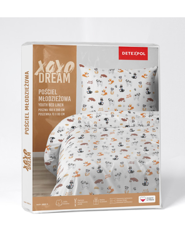 POŚCIEL MŁODZIEŻOWA 160x200 BIAŁA PIESKI