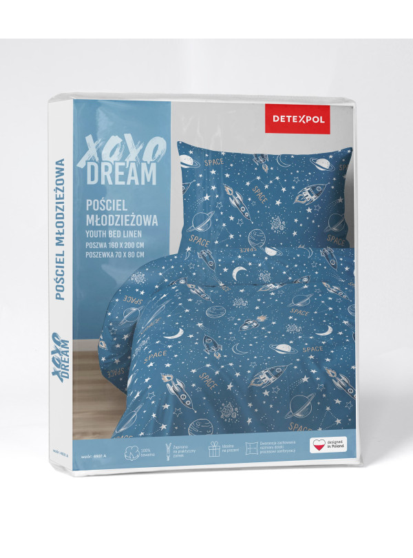 POŚCIEL MŁODZIEŻOWA 140x200 NIEBISKA KOSMOS PLANETY