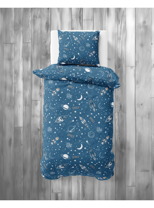 POŚCIEL MŁODZIEŻOWA 140x200 NIEBISKA KOSMOS PLANETY