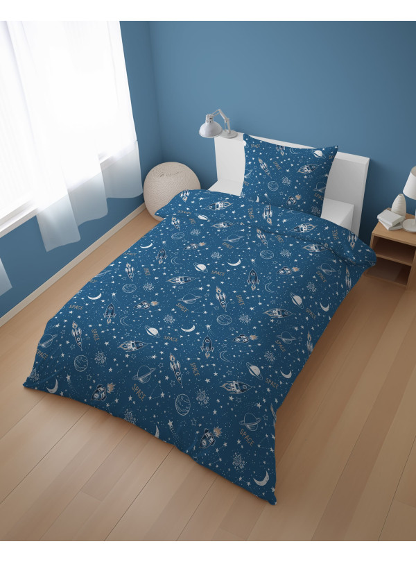 POŚCIEL MŁODZIEŻOWA 160x200 NIEBISKA KOSMOS PLANETY