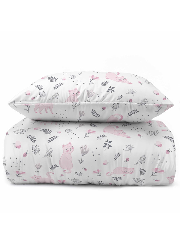 POŚCIEL MŁODZIEŻOWA 160x200 BIAŁA KOTKI