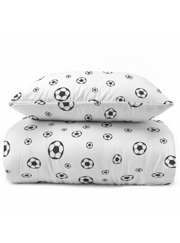 POŚCIEL MŁODZIEŻOWA 160x200 BIAŁA PIŁKA NOŻNA