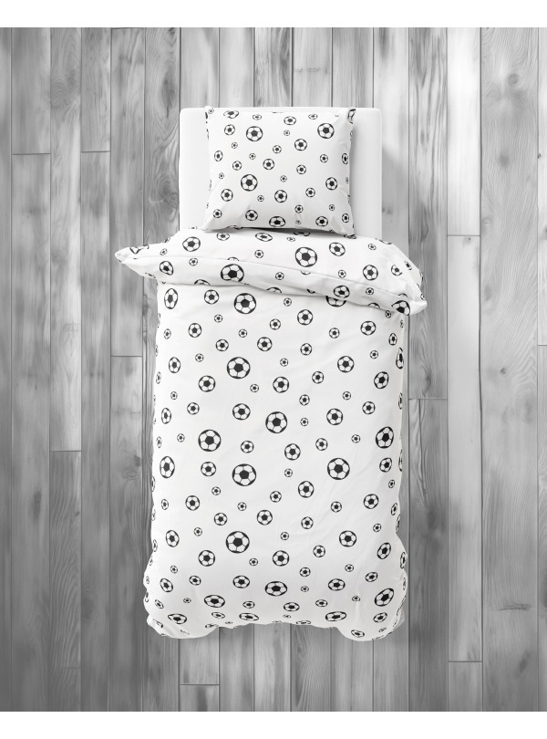 POŚCIEL MŁODZIEŻOWA 160x200 BIAŁA PIŁKA NOŻNA