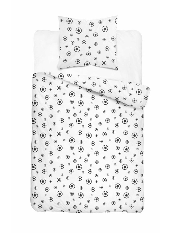 POŚCIEL MŁODZIEŻOWA 160x200 BIAŁA PIŁKA NOŻNA