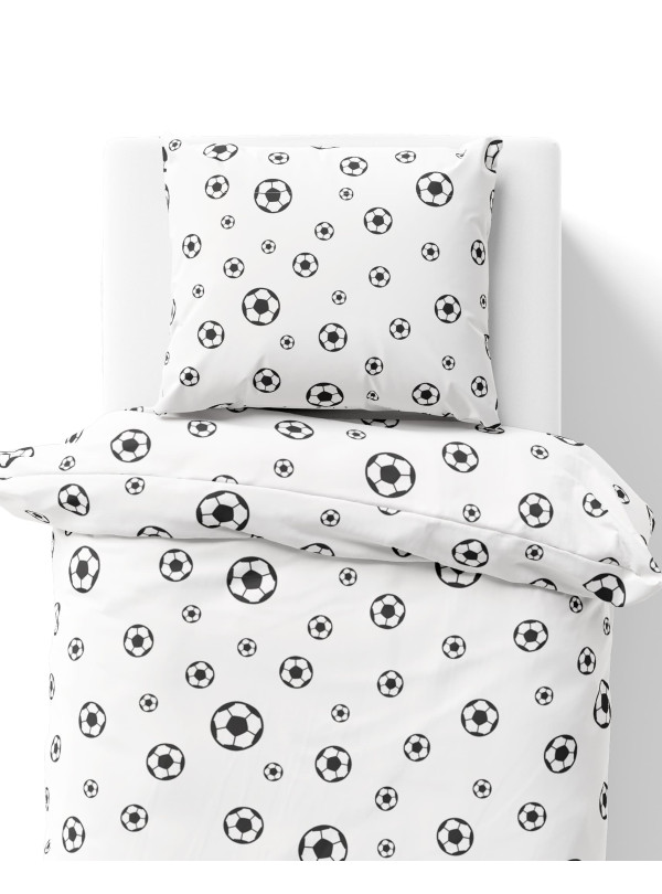 POŚCIEL MŁODZIEŻOWA 160x200 BIAŁA PIŁKA NOŻNA