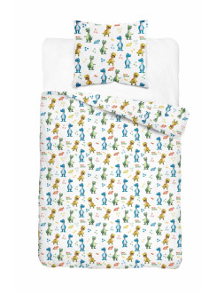 POŚCIEL MŁODZIEŻOWA 160x200 BIAŁA SUPER DINO DINOZAURY