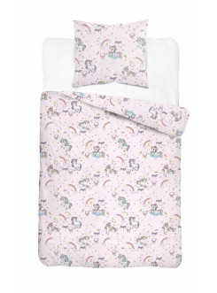 POŚCIEL MŁODZIEŻOWA 160x200 RÓŻOWA JEDNOROŻCE
