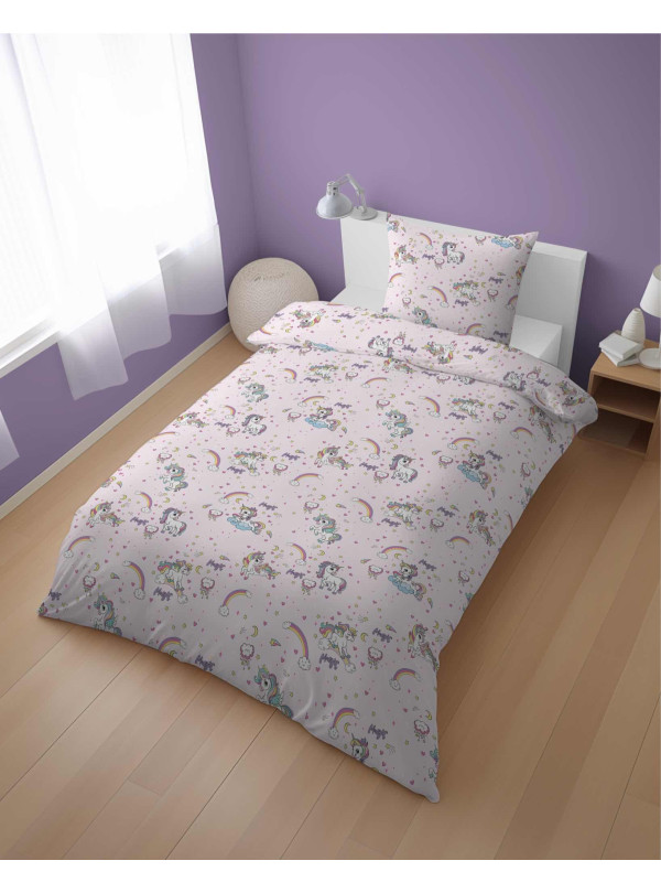 POŚCIEL MŁODZIEŻOWA 160x200 RÓŻOWA JEDNOROŻCE