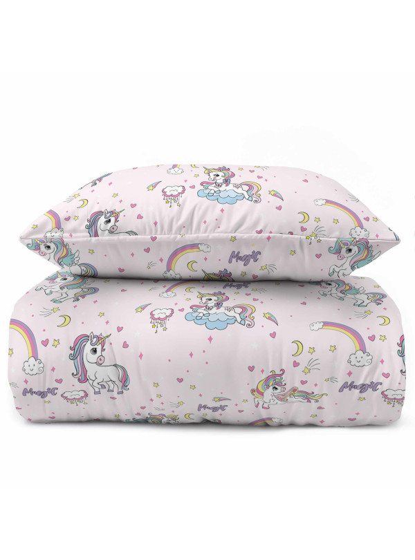 POŚCIEL MŁODZIEŻOWA 160x200 RÓŻOWA JEDNOROŻCE