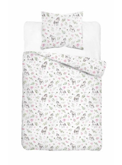 POŚCIEL MŁODZIEŻOWA 160x200 BIAŁA KONIE
