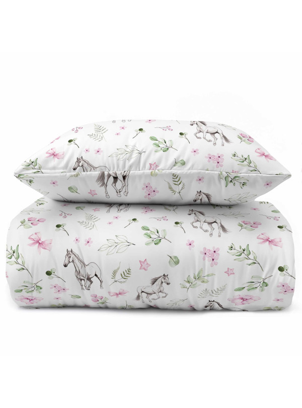 POŚCIEL MŁODZIEŻOWA 160x200 BIAŁA KONIE