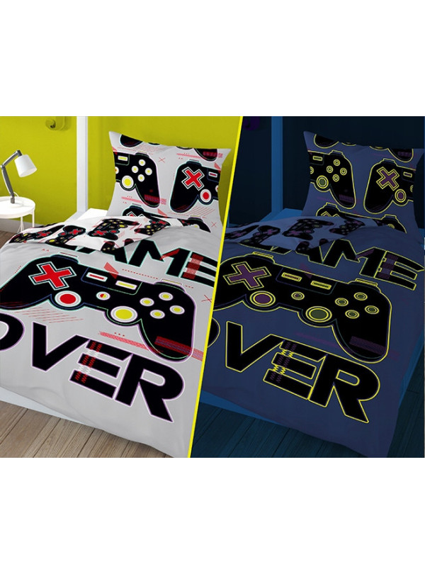 POŚCIEL 160x200 ŚWIECĄCA W CIEMNOŚCI PAD GAME OVER