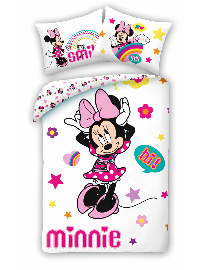 KOMPLET POŚCIELI 140x200 MYSZKA MINNIE MOUSE BIAŁA