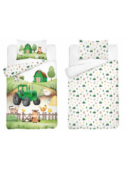 POŚCIEL DO ŁÓŻECZKA 100x135 FARMA ZIELONY TRAKTOR 2