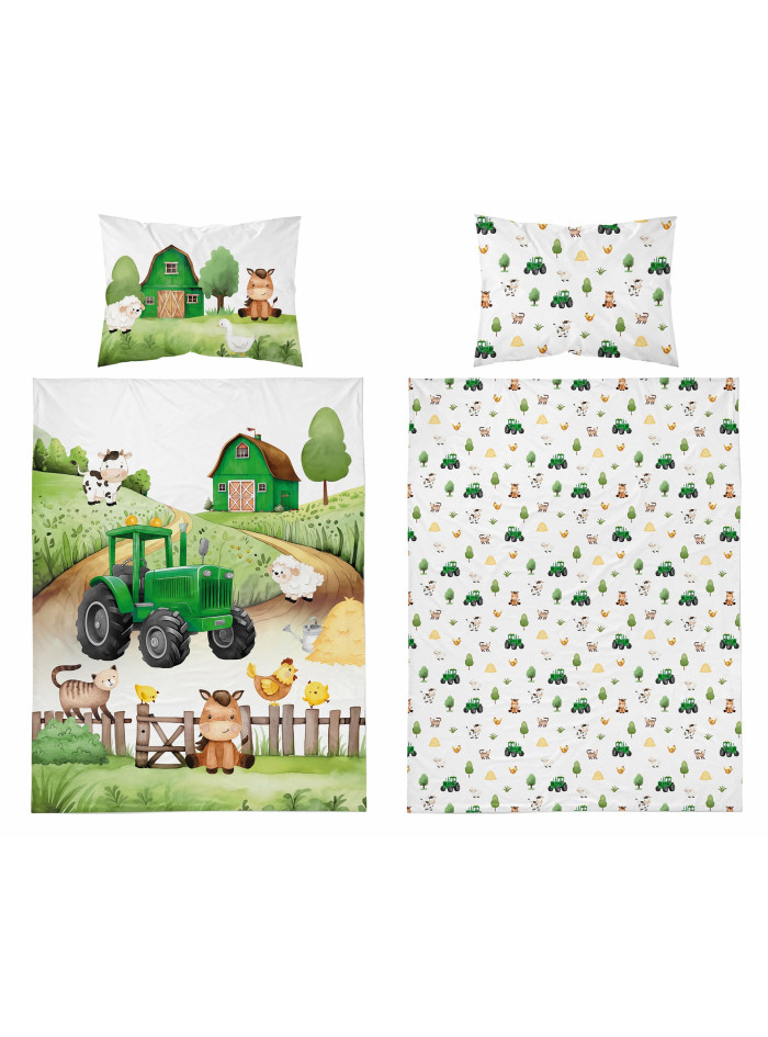 POŚCIEL DO ŁÓŻECZKA 90x120 FARMA ZIELONY TRAKTOR